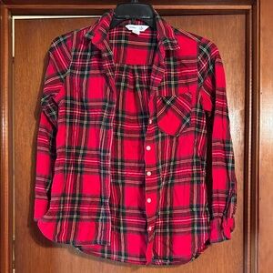 Old Navy Woman’s Red Plaid Button Down Shirt